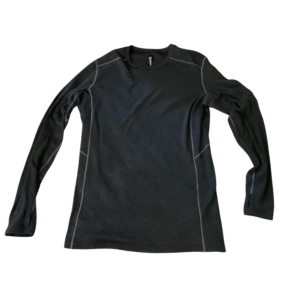 Kuhl Mens Charcoal Gray Long Sleeve Performance Shirt Thumbholes Large